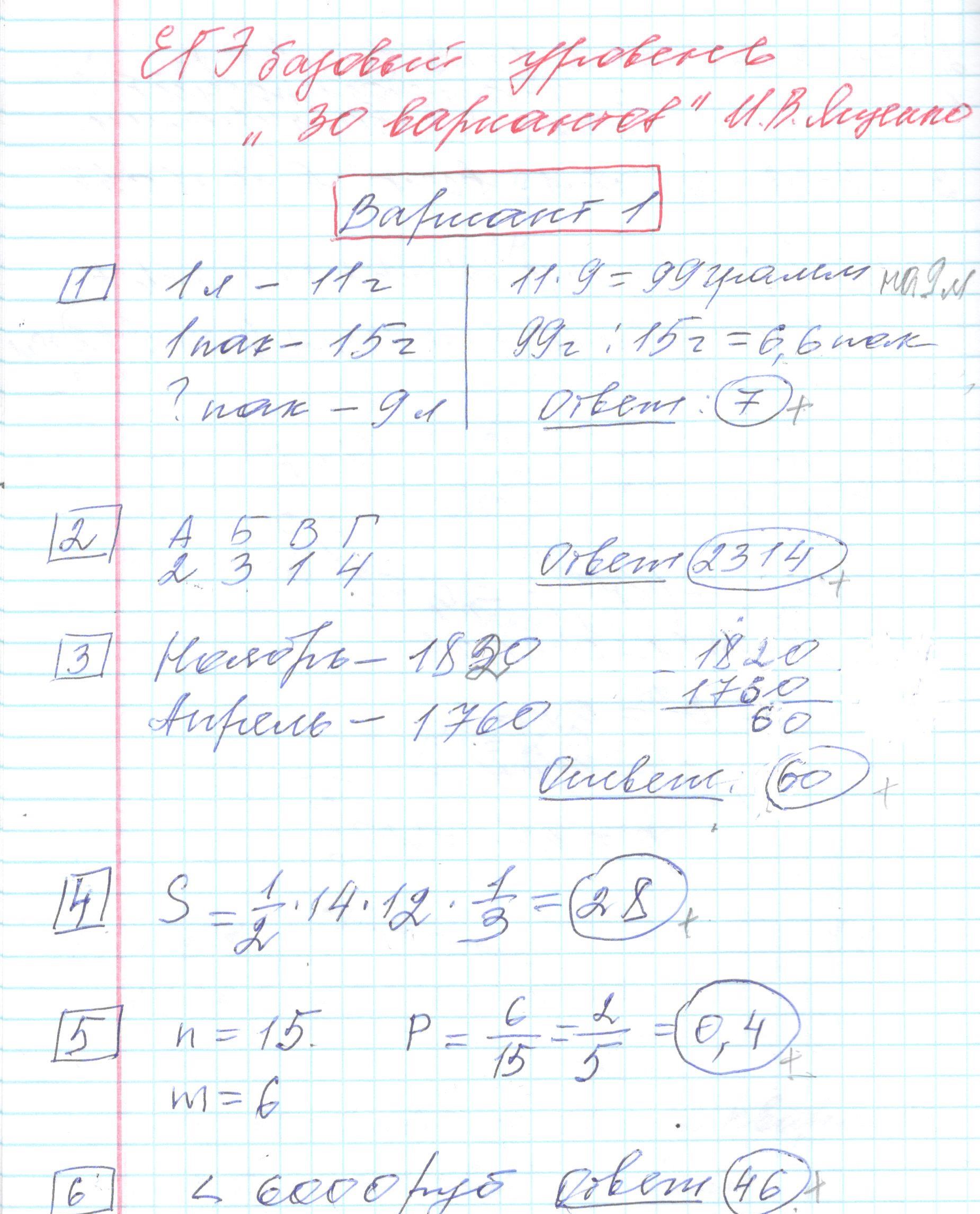 Вариант 30 егэ по математике профиль ященко