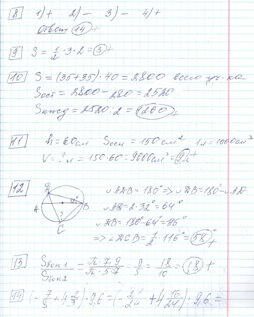Решение заданий 8-14 варианта №4 ЕГЭ Математика Ященко 30 вариантов базовый уровень