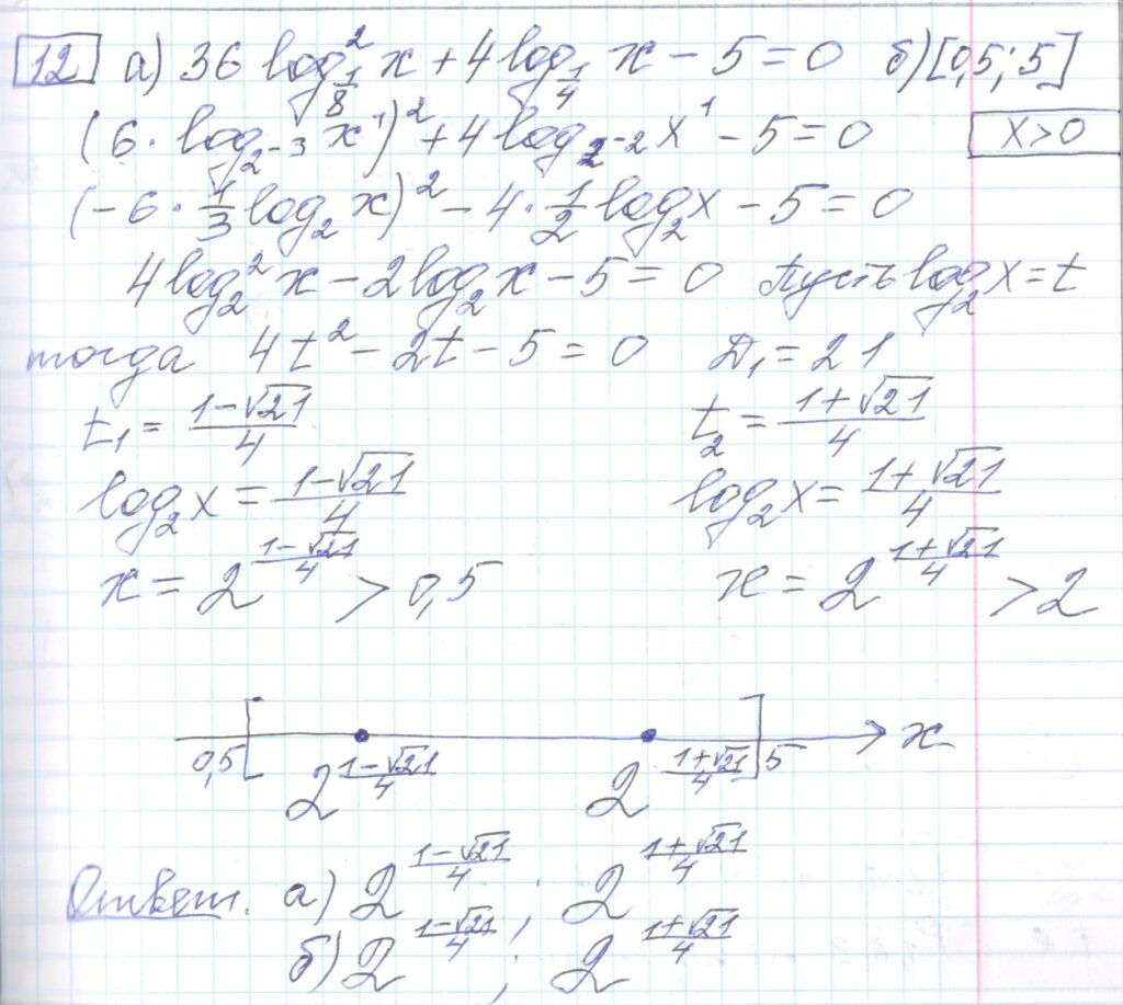 Решение задания 12, варианта №20 ЕГЭ 2023 Математика профиль Ященко 36 вариантов профильный уровень